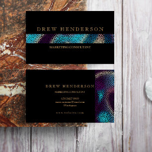 Modern Black  Gold Neon Business Card