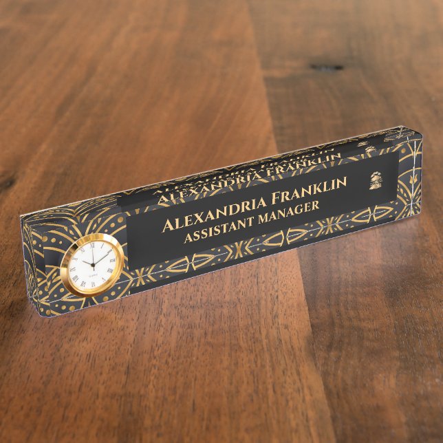 Modern Black Gold Office Professional Personalise  Nameplate (Side)