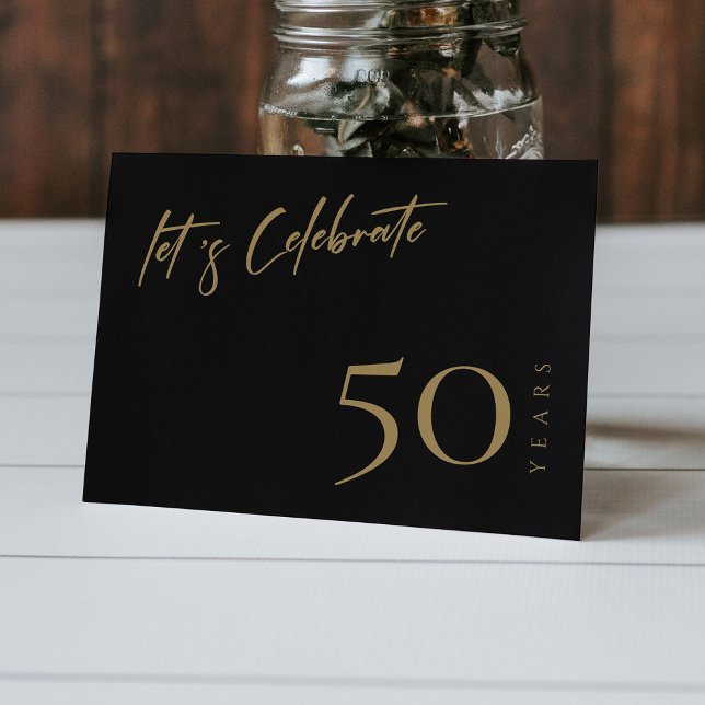 Modern Black & Gold: Personalised 50th Anniversary Invitation (Modern Black & Gold: Personalized 50th Anniversary Invitation)