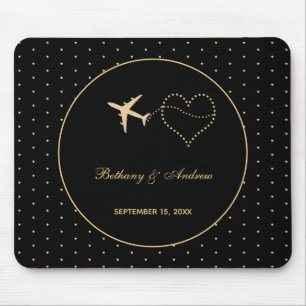 Modern Black Gold Personalised Wedding  Script Mouse Pad