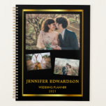 Modern black gold photo collage wedding planner<br><div class="desc">Create your own stylish black and gold photo collage,  professional 2021 Planner.
Add your own photos and text and create a very personal and unique planner.</div>