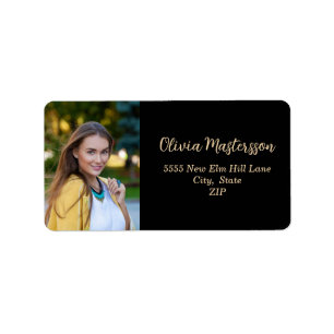 Modern Black Gold Photo  Label