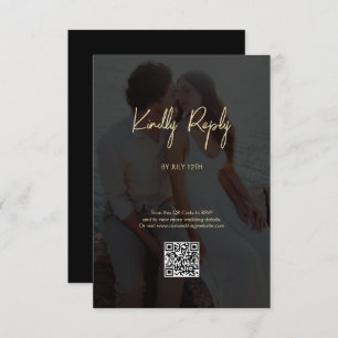 Modern Black Gold Photo Overlay Wedding Enclosure Card