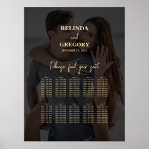 Modern Black Gold Photo Overlay Wedding Poster