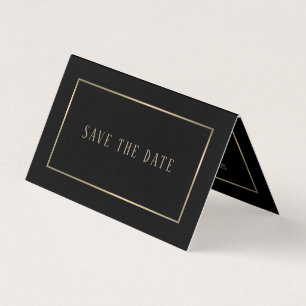 Modern Black & Gold Photo Save the Date Card