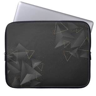 Modern Black-Gold Polygonal Shapes Texture Laptop Sleeve