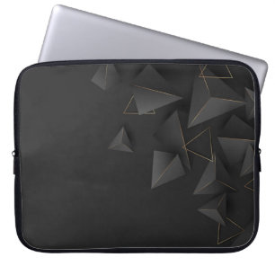 Modern Black-Gold Polygonal Shapes Texture Laptop Sleeve