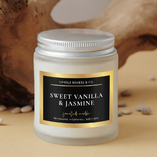 Modern Black & Gold Product Packaging Candle Label