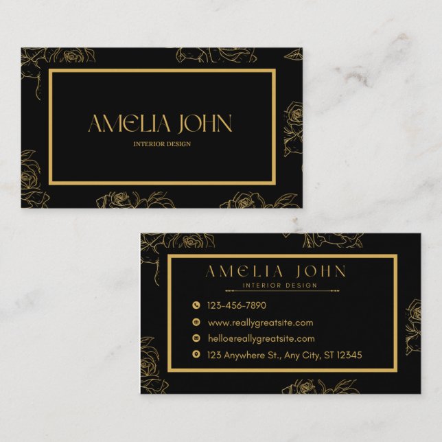 Modern Black Gold Professional Business Card (Front/Back)