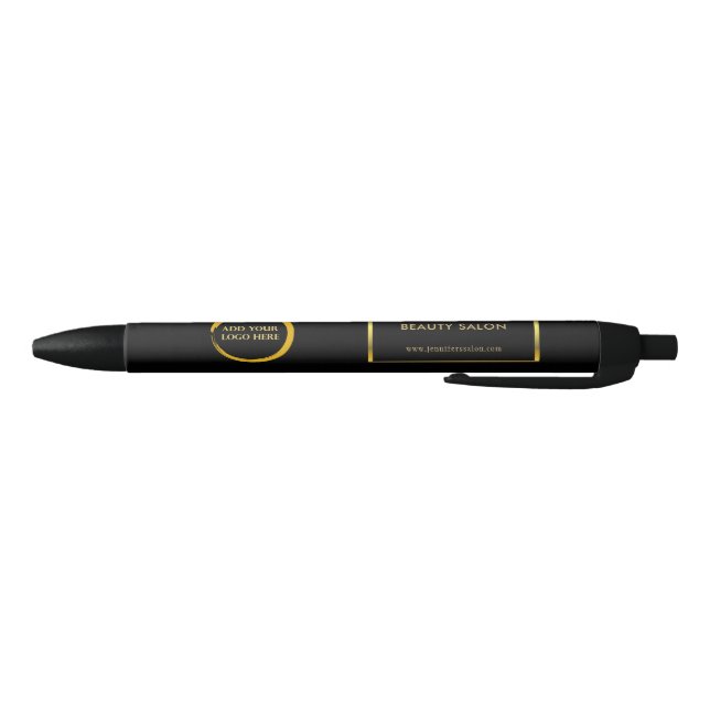 Modern black gold professional promotional logo black ink pen (Bottom)