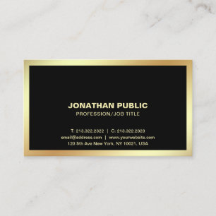 Modern Black Gold Professional Stylish Plain Business Card