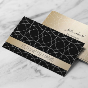 Modern Black & Gold Psychologist Business Card