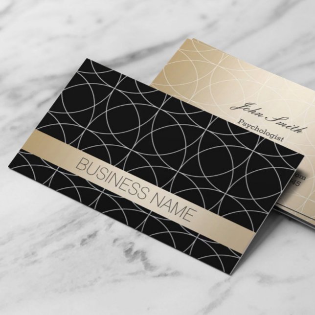 Modern Black & Gold Psychologist Business Card (Creator Uploaded)