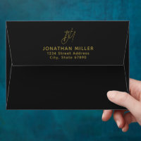 Modern Black Gold Return Address