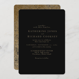 Modern Black & Gold Rounded Glam Wedding Invitation