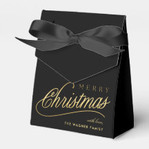Modern Black & Gold Script Merry Christmas