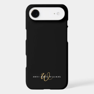 Modern Black Gold Script Monogram