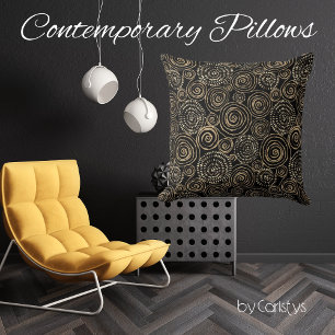 Modern Black Gold Silver Lumbar Cushion