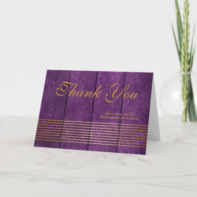 Modern Black Gold Striped Sleek Thank You Card (Front)