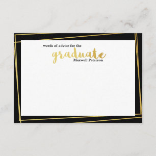 Modern Black & Gold Striped Word of Advice Invitation