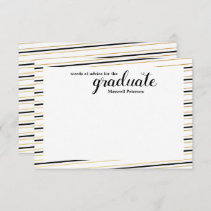Modern Black & Gold Striped Word of Advice Invitation