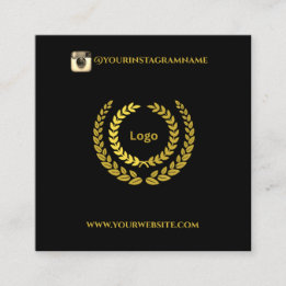 Modern Black Gold Stylish Elegant Square Business Card