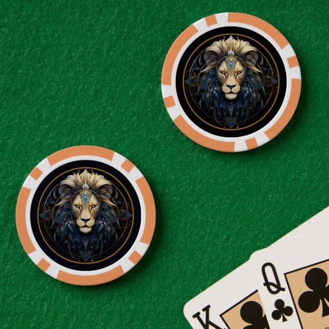 Modern Black Gold Sun Sign Name Fantasy Symbol Leo Poker Chips (Creator Uploaded)
