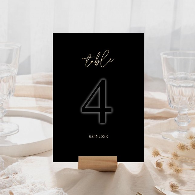 Modern Black Gold Table Number 4 Minimalist Luxury (Modern Black Gold Table Number 4 Minimalist Luxury)