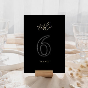 Modern Black Gold Table Number 6 Minimalist Luxury