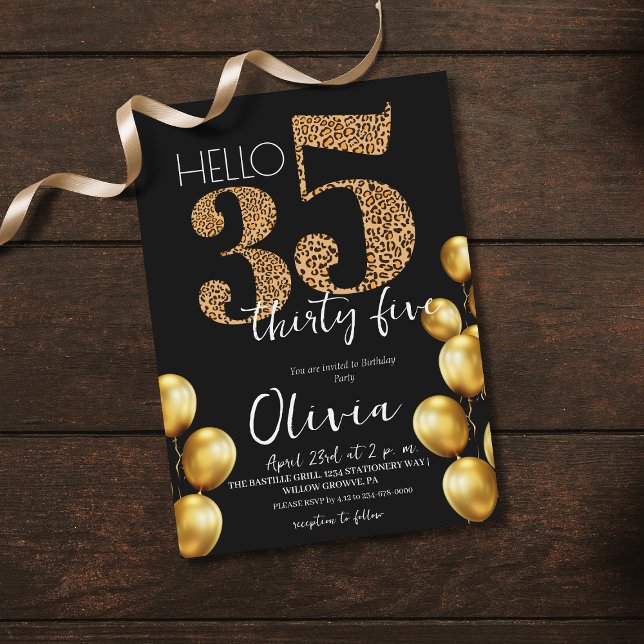 Modern Black Gold Thirty Five 35th Birthday Party Invitation (Creator Uploaded)