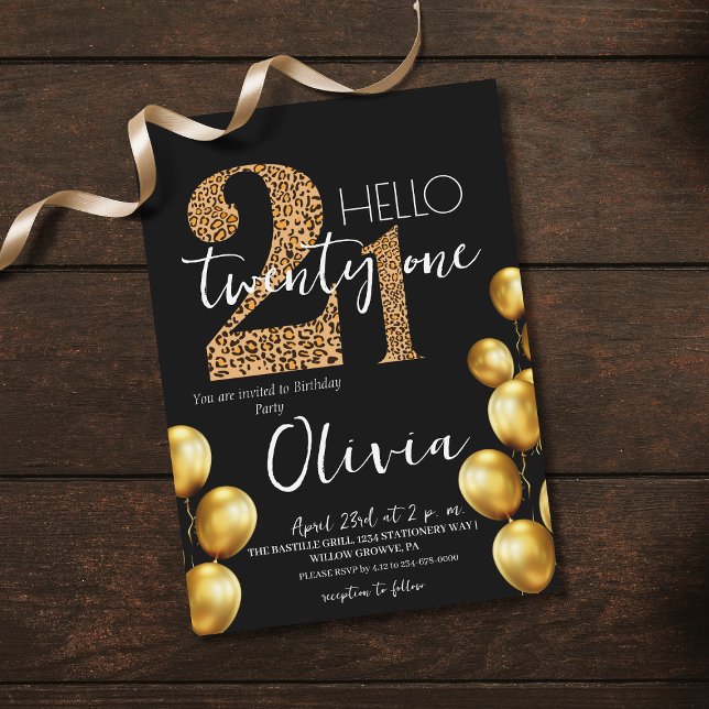 Modern Black Gold Twenty One 21st Birthday Party Invitation (Creator Uploaded)