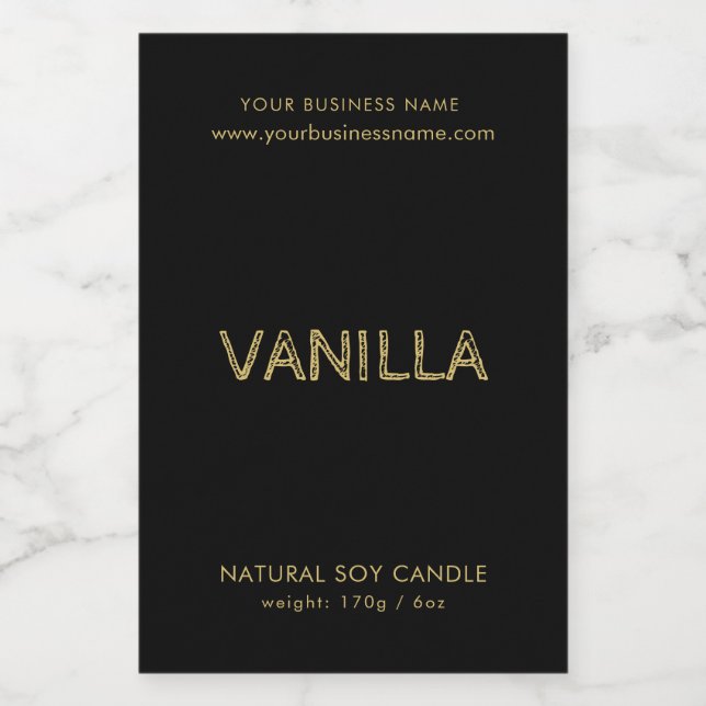 Modern black gold typography candle product label (Single Label)