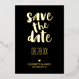 Modern Black Gold Typography Save The Date Wedding
