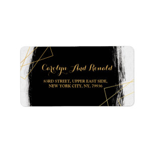 Modern Black & Gold Watercolor Geometric Label