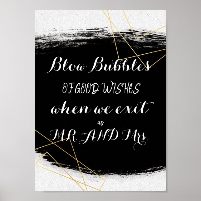 Modern Black & Gold Watercolor Geometric Poster (Front)