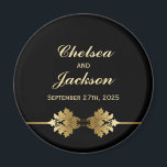 Modern Black Gold Wedding Keepsake Magnet<br><div class="desc">A modern black and gold wedding keepsake featuring the bride and groom's names and their wedding date.</div>