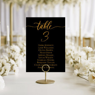 Modern Black Gold Wedding Table Cards Seating Plan
