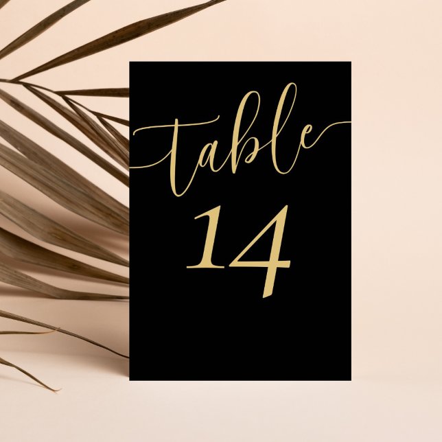 Modern Black & Gold Wedding  Table Number (Creator Uploaded)