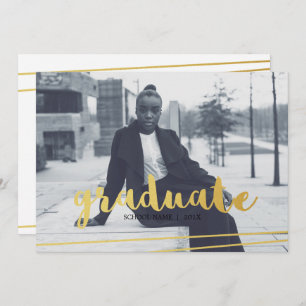 Modern Black, Gold, & White Graduate Invitations