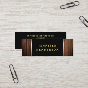 Modern black gold wood pattern professional mini business card