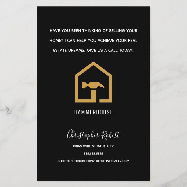 Modern Black & Golden Construction Building Flyer (Front)