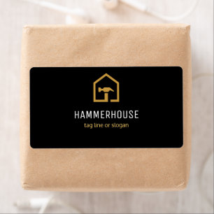 Modern Black & Golden Construction Return Address