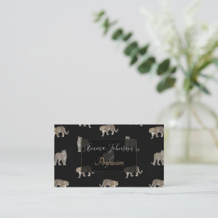 Modern Black Golden Leopard Jungle Animals Business Card