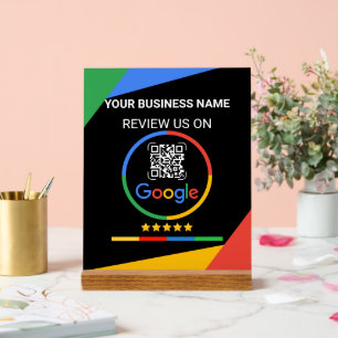 Modern Black Google Review QR Code Acrylic Sign