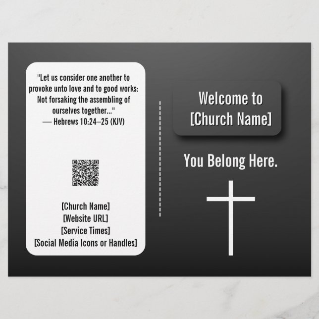 Modern Black Gradient Church Bulletin  Flyer (Front)