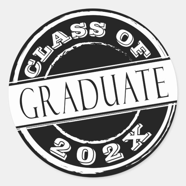 Modern Black Graduate  Classic Round Sticker (Front)