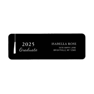 Modern Black Graduation Mailing Return Address Label