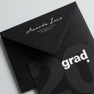Modern Black Graduation Minimalist Envelope