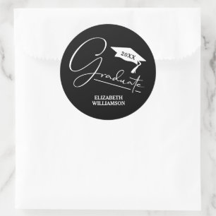 Modern Black Graduation Party Classic Round Sticker