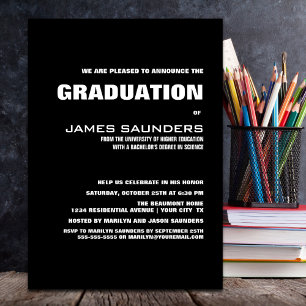 Modern Black Graduation Party Invitation